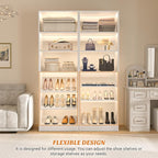 Unikito 25” Closet Organizer System, Freestanding Shoe Storage Shelves, Standalone Wood Shoe Rack, Heavy Duty Walk in Closet Tower for Bedroom, Mudroom and Entryway, 25" W x 16" D x 80" H, White