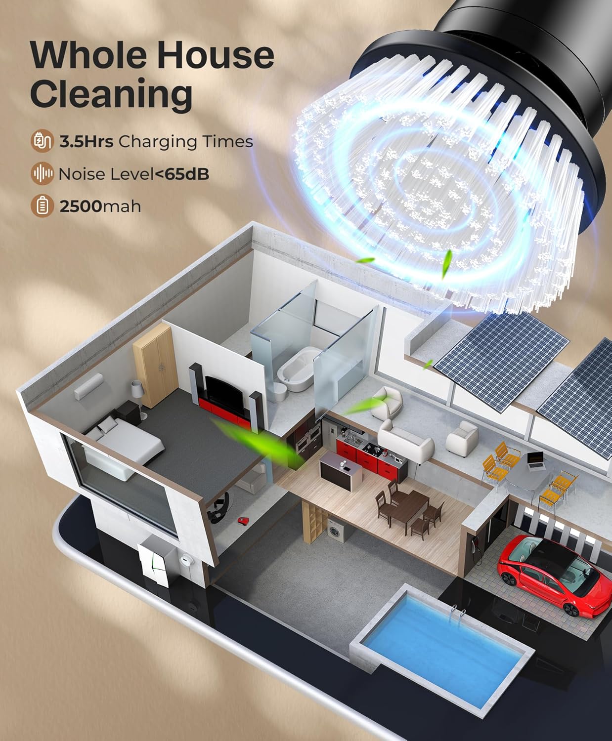 LyriFine Electric Spin Scrubber, New Full-Body IPX7 Waterproof Bathroom Cleaner Brush, Shower Scrubber with Long Handle & 2 Speed, Heads Replacement, Cleaning Supplies for Tub Shower Tile Floor