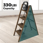 Taranta 4 Step Ladder,Aluminum Lightweight Folding 4 Step Stool with Anti-Slip Wide Pedal,330lbs Capacity Step Ladder for Household,Kitchen,Office - Walnut