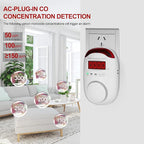 Koabbit Carbon Monoxide Detector - Plug in CO Level Monitor Alarm with Digital Display Sound & Light Warning for Home/Apartments/Hotel,Accurate & Easy to Install (White)