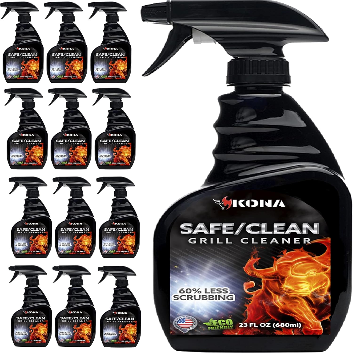 Safe/Clean Grill Cleaner - 60% Less Scrubbing - Eco-Friendly Food Safe Grill & Oven Degreaser (12)