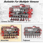 Power Tool Organizer Wall Mount, 4 Layer Heavy Duty Metal Tool Storage Rack, Power Tool Shelf Battery Storage with 8 Cordless Drill Holder，Utility Racks for Garage Workshop