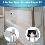 Enhon 2 Set Tub Spout Diverter Repair Kit, Includes 2 x Diverter Valve Stems, 2 x Cup Seals and 2 x Gates, Bathroom Shower Bathtub Leaky Faucet Repair Replacement Parts(Chrome,Modern)
