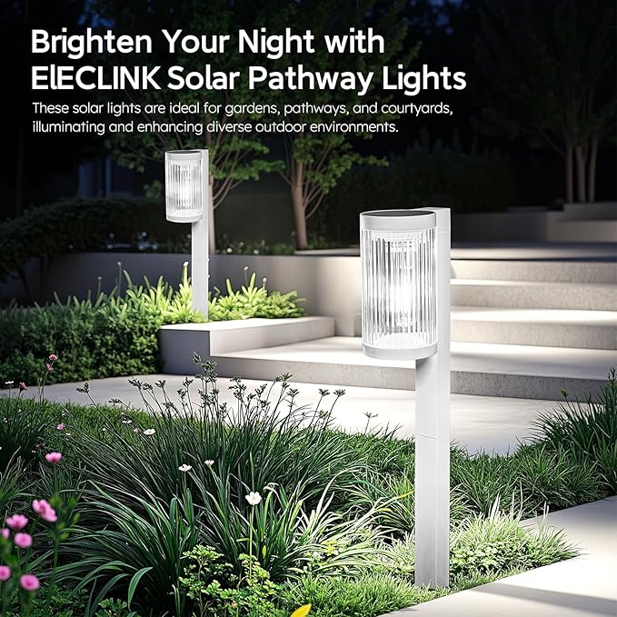 Solar Pathway Lights Outdoor, 2 Pack Upgraded Outdoor Solar Lights for Outside Super Bright Up to 12Hrs, IP65 Waterproof Solar Garden Lights for Yard Landscape Path Walkway Decor(Cool White)