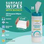 12 Pack Surface Cleaning Wipes with Bleach, All-Purpose Cleaner for Bathroom, Kitchen, Office, 420 Count Canister, 7.5" x 7" Sheet, Fresh Scent, Lint Free & Durable