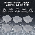 6 Pack Junction Box-4" x 4" x 3" IP65 ABS Plastic Dustproof Waterproof Electrical Box Project Junction Conduit Box for Electrical Outdoor Enclosure