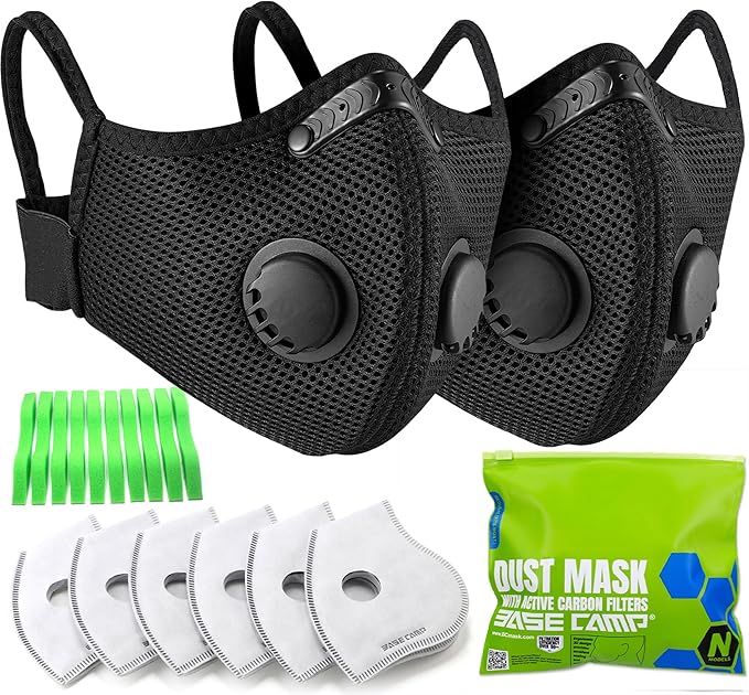 BASE CAMP Prolonged Comfort M Plus Dust Mask, Reusable Respirator Mask with Filter for Woodworking Landscaping Dust Pollen