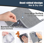 Navona 12 Pcs New Upgrade Steel Wire Dishcloth,Dry and Wet Dual-Use Steel Wire Cleaning Cloth,Powerful Cleaning Non-Scratch Wire Dishcloth Rag for Cookware, Sinks, Dishes, Stove Tops