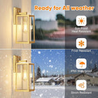 PARTPHONER Gold Dusk to Dawn Outdoor Lights for House Wall Mount, Sensor Exterior Lighting Fixtures set of 2, Anti Rust Wall Sconce Lamp, Waterproof Wall Lantern for Doorway, Garage, WTWL181AJ2