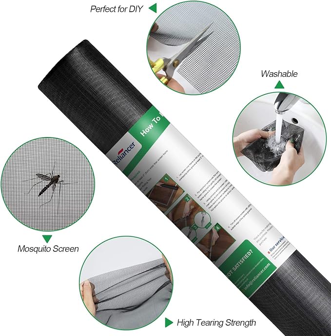 Fiberglass Window Screen Roll 84in x 100ft DIY Custom Screens Replacement Mesh for Windows Doors Patio Screens Premium Pet Proof Screen Porch Screen for Outdoor Kitchens Tree Houses Pool Houses