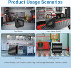 Garvee Rolling Tool Chest, 6 Drawers Tool Storage Cabinet, Toolbox with Wheels, Portable Tool Cabinet Organizer with Locking System & Drawer Liners, Tool Storage Cart for Garage, Workshop, Black