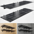 4-Pack 2x3ft Heavy Duty Garage Wall Shelving, 1000 lbs Load Capacity, Garage Shelving Wall Mounted, Garage Storage Rack with Hooks, Black