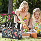 Gardening Tools 9-Piece Heavy Duty Garden Hand Tools with Fashion and Durable Garden Tools Organizer Handbag, Rust-Proof Garden Tool Set, Ideal Gardening Gifts for Women