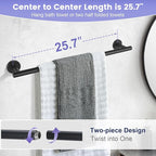 YACVCL Bathroom Hardware Set 4 Pieces Towel Bar Set Matte Black Bathroom Accessories Set SUS304 Stainless Steel Towel Holder Set,Wall-Mounted