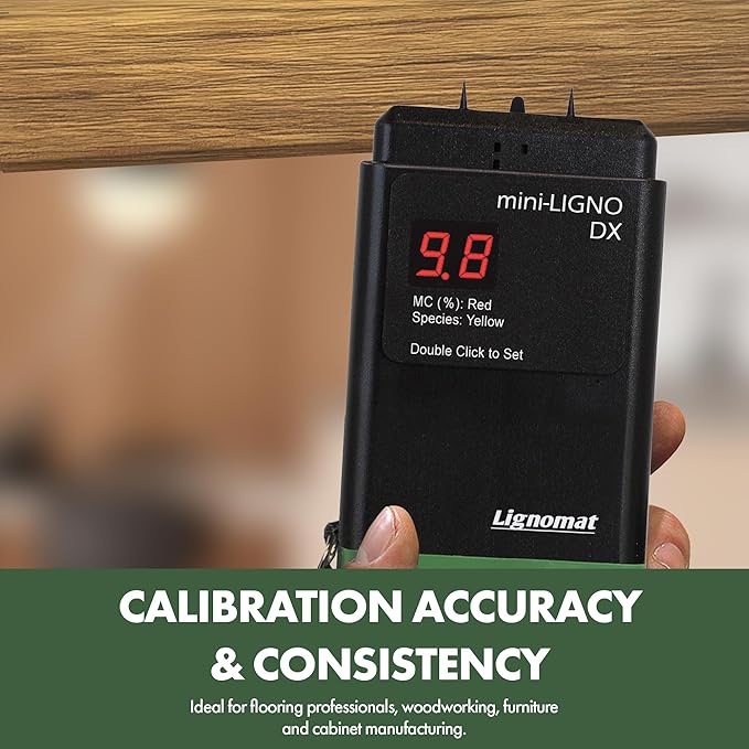 mini-Ligno DX Moisture Meter for Wood, Bamboo, Subfloors, OSB, Laminates, Gypsum, Drywall & Wall Boards, Tester for Woodworking, Flooring & Restoration Projects, Moisture Meters for Detection