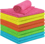 Shop Towel Rags, 10 Pack Reusable Shop Rags Bulk Microfiber Cleaning Cloth Lint Free Cleaning Towels for Car Kitchen Automotive Bar Mechanic Restaurant Garage, 11.5"x 11.5", Multicolor