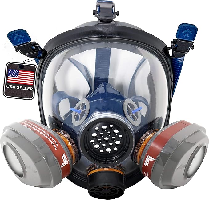 Parcil Distribution Full Face Respirator Mask with Filters – Durable Full Face Respirator Gas Mask, Bayonet Filter Compatible