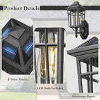Darkaway Solar Outdoor Wall Lights, Dusk to Dawn Outside Wall Sconce Lighting with Remote, Black Exterior Light Fixture for House Porch Yard Hallway Doorway Garage