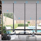 SmartWings Motorized Smart Blinds with Remote, Automatic Blackout Roller Shade Work with Alexa Homekit Thread Google Z-Wave, Electric Blind for Window, Custom Width Up to 110" W,Safari Rock Grey