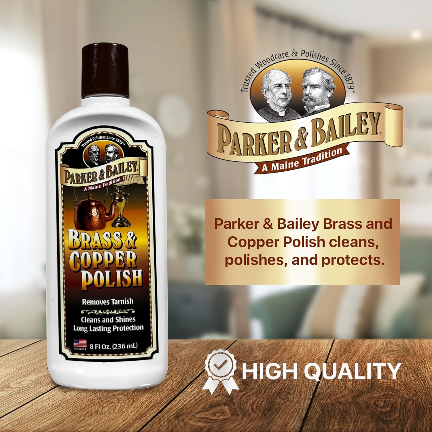 Parker & Bailey Brass & Copper Cleaner – Removes Tarnish and Restores Shine on Metal, Antique Décor, Pans & Furniture, 8 oz Bottle