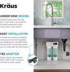 KRAUS Bolden 2-in-1 Commercial Style Pull-Down Single Handle Water Filter Kitchen Faucet in Spot-Free Antique Champagne Bronze with Purita 2-Stage Under-Sink Filtration System