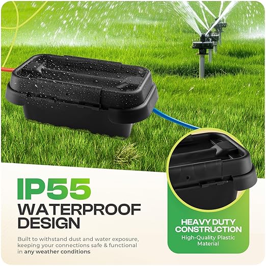 SockitBox – The Original Weatherproof Connection Box – Indoor & Outdoor Electrical Power Cord Enclosure for Timers, Extension Cables, Holiday Lights, Power Tools, Fountains & More – Size Small – Black