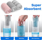 JOYMOOP Mop Replacement Pads, Reusable Microfiber Mop Pads for 13-inch Flat Mop and Mop Bucket Set, Pack of 6 Refills - Pink, Grey and Stripe