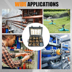 102PCS Brass Pipe Fittings Assortment Kit NPT Adapter, Hex Nipple, Reducer Bushing, Coupling, Reducer Busing, Close Nipple, Hex Head Plug, BulkHead Nut & Countersunk Plug NPT Fittings Kits