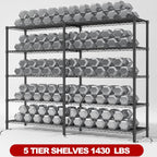 REIBII 5 Tier Wire Shelving Storage Shelves Loads 1430LBS, 58" W Metal Shelving for Storage Adjustable Shelving Unit Heavy Duty Garage Shelves Pantry Shelves Kitchen, Black