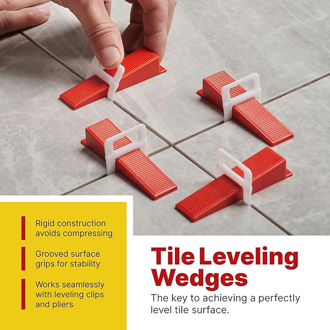 501 Pcs Tile Leveling System with 1/16" (1.5mm) Tile Spacers, Tile Wedges and Tile Leveling Clips - Saves Time for Perfect and Precise DIY Installation of Ceramic Tiles - With Leveler Tool (Pliers)