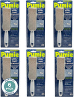 PUMIE Pumice Stone Toilet Bowl Cleaner (6-Pack) - Pumice Stone with Handle - Heavy Duty Toilet Bowl Scrubber for Rings, Bowls, Hard Water Stains, Lime, Rust, Sink - Includes Handle for Easy Use