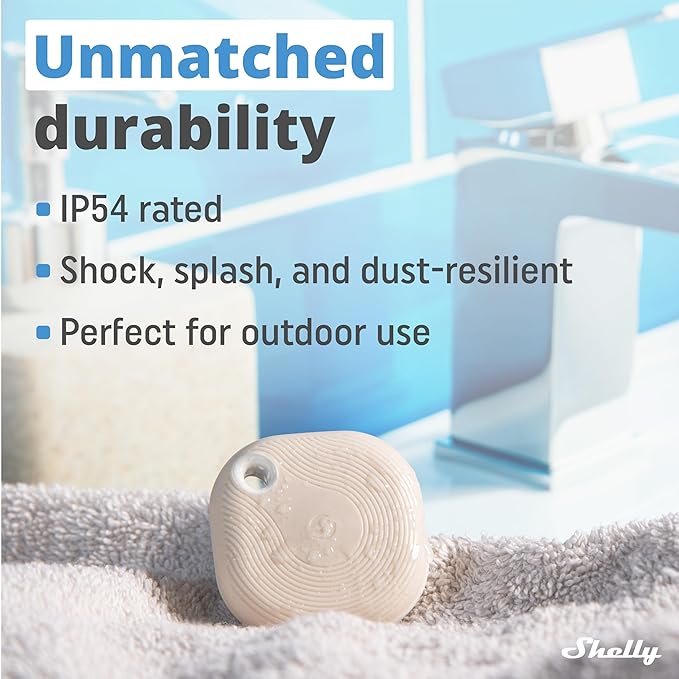 Shelly Blu Button Tough Mocha | Bluetooth-Operated Multi-click Action and Scenes Activation Button | Versatile Control | Home Automation | IP54 Waterproof | Highly resilient | Broad range