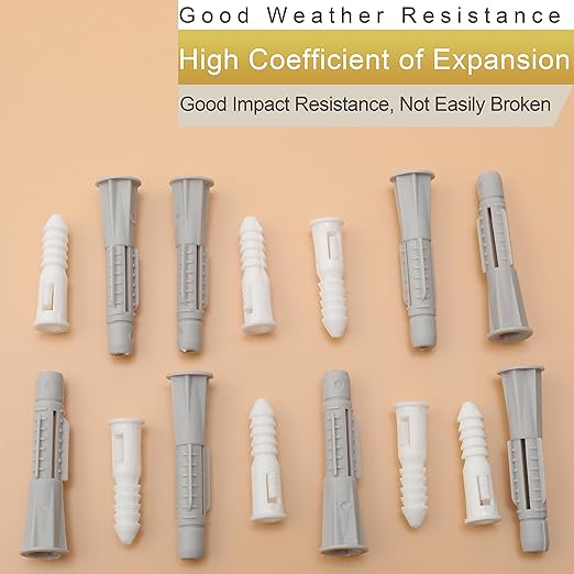 High Hardness Wood Screws Assortment Kit and Plastic Wall Anchors, 203 pcs 1/2" to 1-1/2" Phillips Drive Flat Head Screws & 30 pcs M6 Drywall Anchors