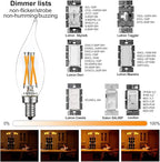 LiteHistory E12 led Bulb Dimmable 6W Equal 60 Watt LED Light Bulbs 2700K AC120V led Edison Bulb CA10 CA11 led Candelabra Bulb for Chandelier Light Bulbs and Ceiling Fan Light Bulbs 600LM Clear 12Pack