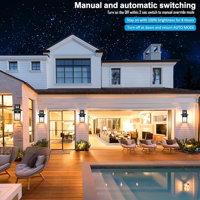 Motion Sensor Outdoor Lights Wall Mount, Dusk to Dawn Exterior Light Fixture, Anti-Rust Aluminum Waterproof, Porch Outside Wall Lights, for House Entryway Black Gold Wall Sconce Lanterns