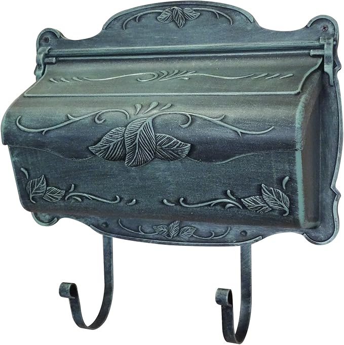 Special Lite Floral Horizontal Wall Mount Mailbox - Verde Green Aluminum Mailbox for Wall Mount - SHF-1001-VG
