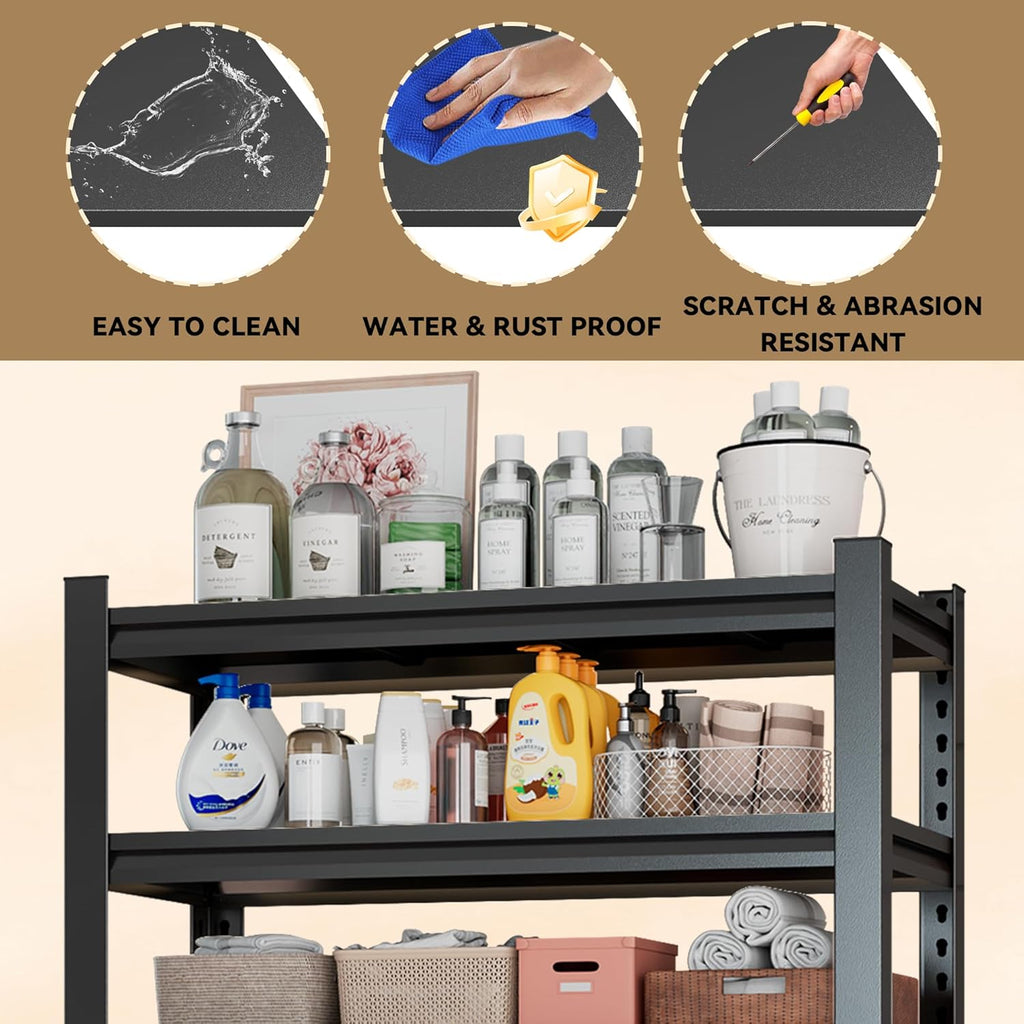 Over Washer Storage,5Tier Expandable Washer and Dryer Rack, Laundry Room Storage Over Toilet Washing Machine and Dryer Storage Rack Bathroom Organization, Hold 500 lb, Black