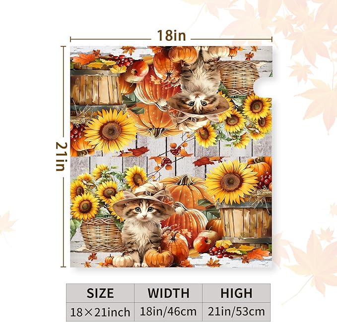 Fall Pumpkin Sunflower Mailbox Covers Magnetic 21x18 Inch Cute Cat Autumn Harvest Mailbox Cover Thanksgiving Post Letter Box Wraps Standard Size Garden Farm Outdoor Yard Decor