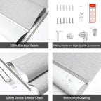 ALLBRIGHT 100% Blackout Roller Blinds Woven Shades with Striped Jacquard, Cordless Window Shades, UV Protection Fabric, Easy-Install for Indoor Home & Office, Grey Old, 51" W x 72" H