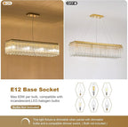 Gold 40 Inches Chandeliers for Dining Room, Modern Chandelier for Living Room, Island Light, Light Fixture for Entryway, Foyer, 8 Bulbs(Not Inclubed), E12 Base