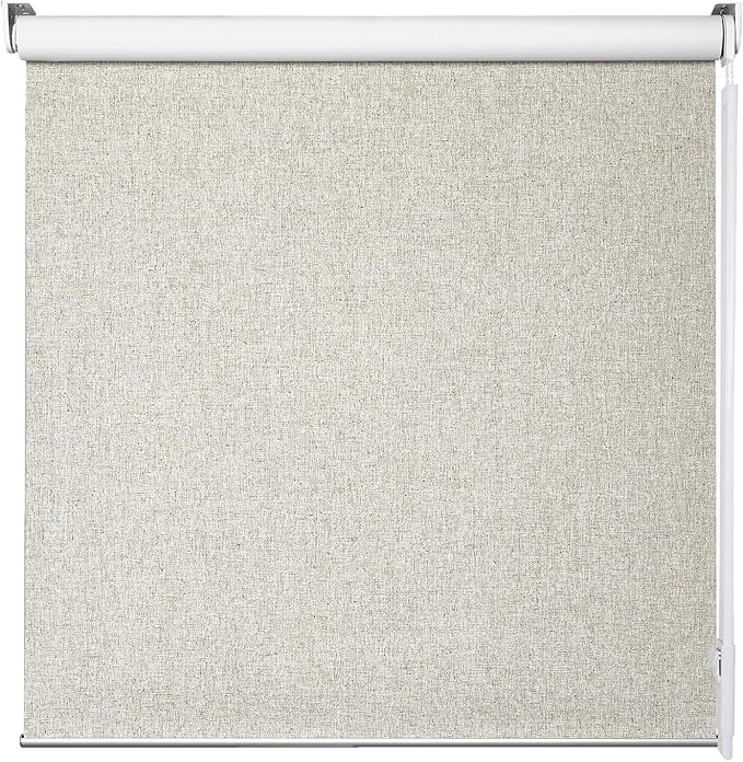 ALLBRIGHT 100% Blackout Roller Blinds Woven Shades with Striped Jacquard, Cordless Window Shades, UV Protection Fabric, Easy-Install for Indoor Home & Office, Dark Blue, 20" W x 72" H