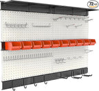 Ultrawall Pegboard Wall Organizer, 48X 36 inch Garage Storage Pegboard with Hooks Storage Bins Tool Board Panel Tool Organizer, 72pcs