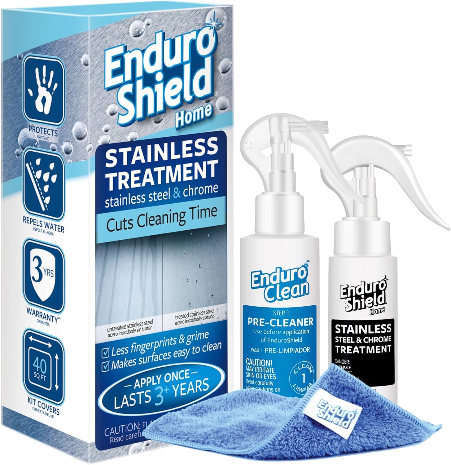 EnduroShield Stainless Steel Treatment Kit - Advanced Protection for Stainless Steel Surfaces - Makes surfaces easy to clean - Apply Once - Lasts Years