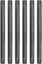PIPE DÉCOR 1/2” x 11” Malleable Cast Iron Pipe Nipple, Pre-Cut Connectors, Industrial Steel Grey Fits Standard Half Inch Black Threaded Pipes Nipples and Fittings, Build Vintage DIY Furniture, 6 Pack