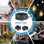 SPT-2 Wire 100FT with 6 Vampire Plugs 18 Gauge Pure Copper Stranded Wire for Indoor Low Voltage Appliances Power Cord Outdoor Direct Burial Waterproof Zip Cord (Black)