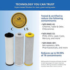 Aquasana Replacement Filter Cartridges | Fit Claryum 3-Stage Max Flow Under Sink Water Filter | WQA Certified to Reduce Up to 99.99% of PFAS, Microplastics, Lead & Chlorine | AQ-5300+R | AQ-C3M-R