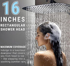 G-Promise All Metal 16 Inch Shower Head with Massage Mode Handheld, Rain Shower Head with Handheld Spray Combo, 3-Way Diverter with Pause Setting, 12 Inch Adjustable Extension Arm (Matte Black)