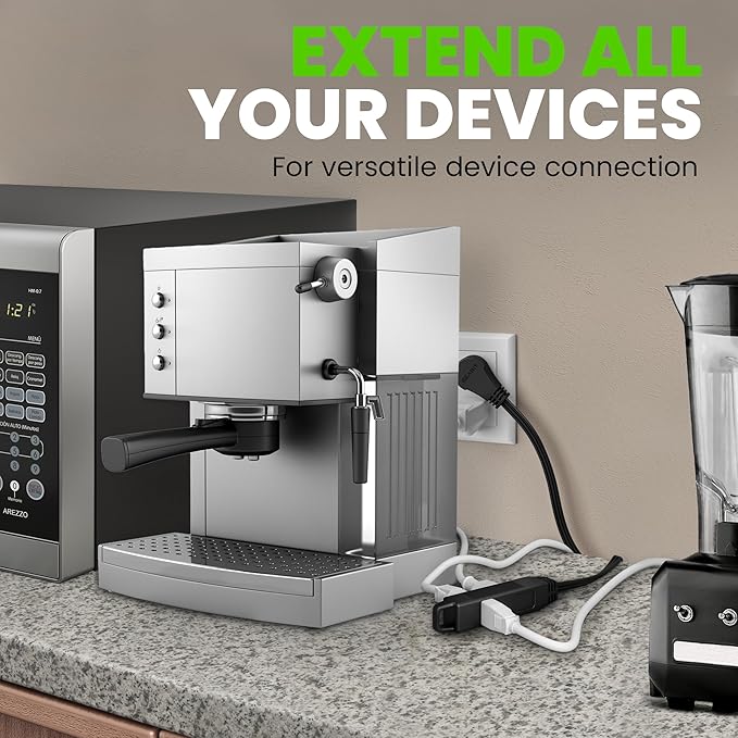 GEARit 360 Rotating Flat Plug Extension Cord (20ft, Black) Multi 3-Outlet Extension 16 AWG Wire, Adapter for Small Spaces, Right Angle Socket, ETL Certified - 20 Feet