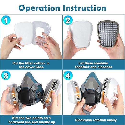 2 Set Respirator Masks with 6001 Filters, Reusable Half Face Paint Respirator Mask for Chemicals,Dust Respirators for Painting, Woodworking, Construction, Sanding, Spraying, DIY etc
