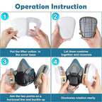 2 Set Respirator Masks with 6001 Filters, Reusable Half Face Paint Respirator Mask for Chemicals,Dust Respirators for Painting, Woodworking, Construction, Sanding, Spraying, DIY etc